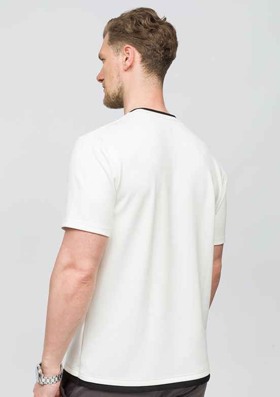 JOHNNY JOE Ekru Erkek Bisiklet Yaka T-shirt