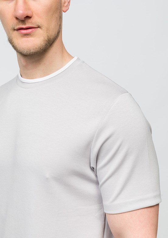 JOHNNY JOE Açık Gri Erkek Bisiklet Yaka T-shirt