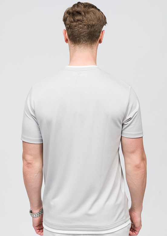 JOHNNY JOE Açık Gri Erkek Bisiklet Yaka T-shirt