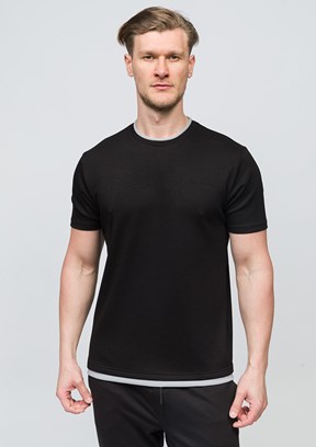 JOHNNY JOE Siyah Erkek Bisiklet Yaka T-shirt