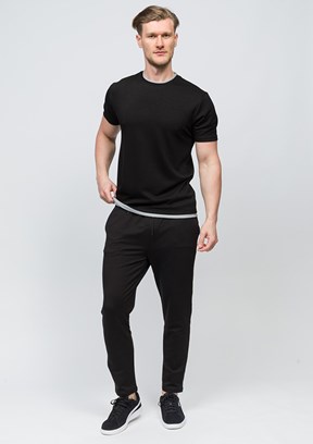 JOHNNY JOE Siyah Erkek Bisiklet Yaka T-shirt