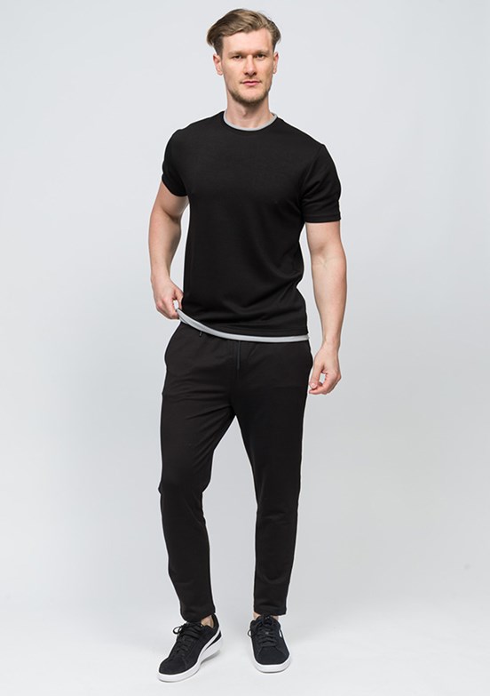JOHNNY JOE Siyah Erkek Bisiklet Yaka T-shirt
