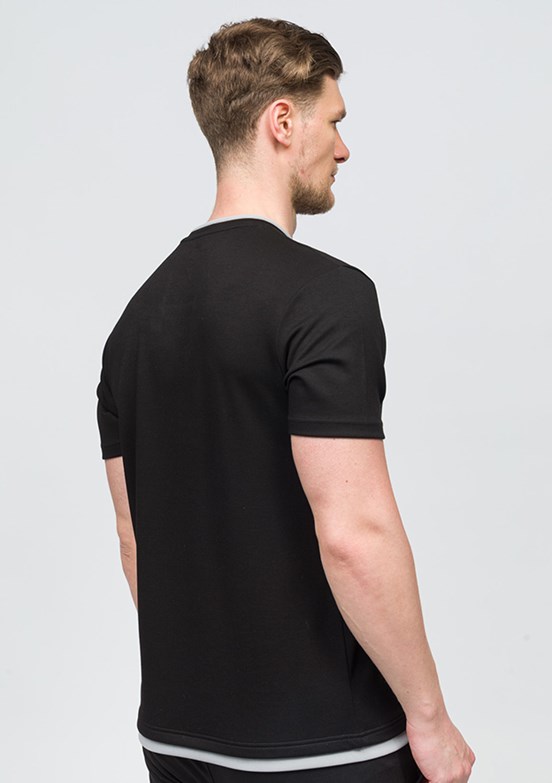JOHNNY JOE Siyah Erkek Bisiklet Yaka T-shirt