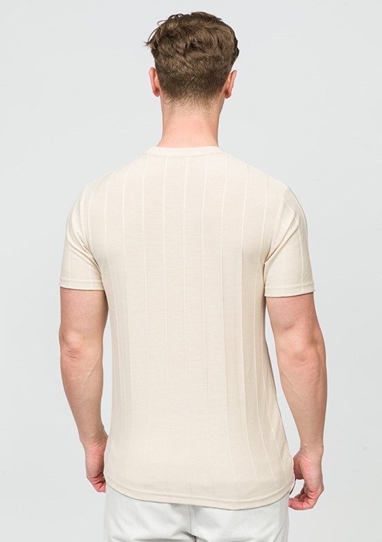 JOHNNY JOE Bej Erkek Bisiklet Yaka T-shirt