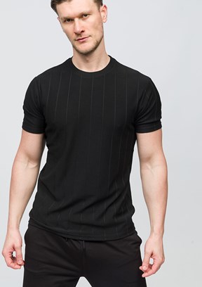 JOHNNY JOE Siyah Erkek Bisiklet Yaka T-shirt