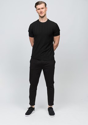 JOHNNY JOE Siyah Erkek Bisiklet Yaka T-shirt