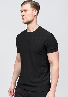 JOHNNY JOE Siyah Erkek Bisiklet Yaka T-shirt