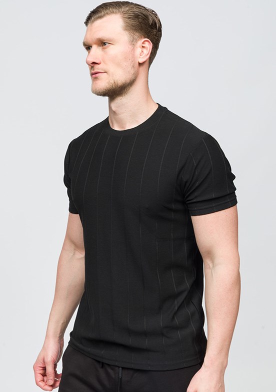 JOHNNY JOE Siyah Erkek Bisiklet Yaka T-shirt