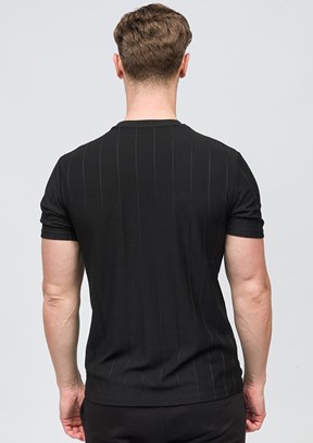 JOHNNY JOE Siyah Erkek Bisiklet Yaka T-shirt