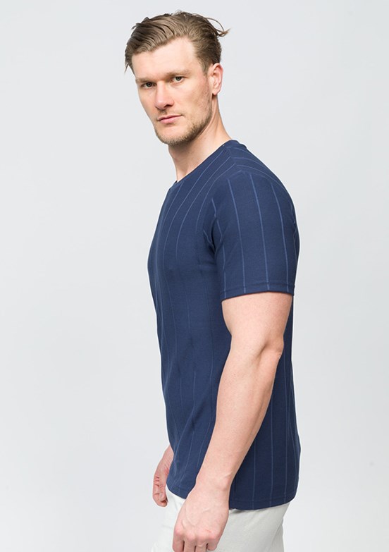 JOHNNY JOE İndigo Erkek Bisiklet Yaka T-shirt