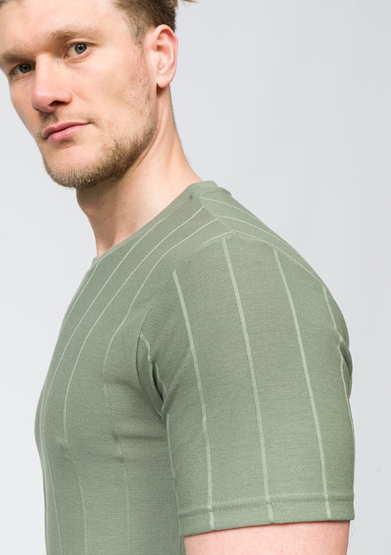 JOHNNY JOE Haki Erkek Bisiklet Yaka T-shirt