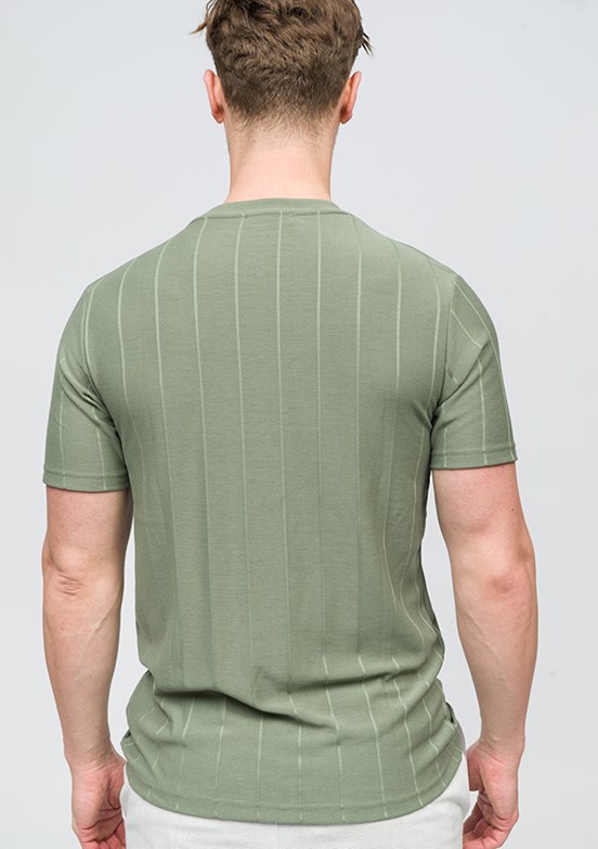 JOHNNY JOE Haki Erkek Bisiklet Yaka T-shirt