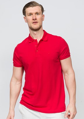 JOHNNY JOE Kırmızı Erkek Polo Yaka T-shirt