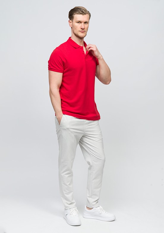 JOHNNY JOE Kırmızı Erkek Polo Yaka T-shirt
