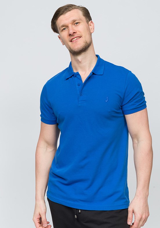 JOHNNY JOE Civit Mavisi Erkek Polo Yaka T-shirt