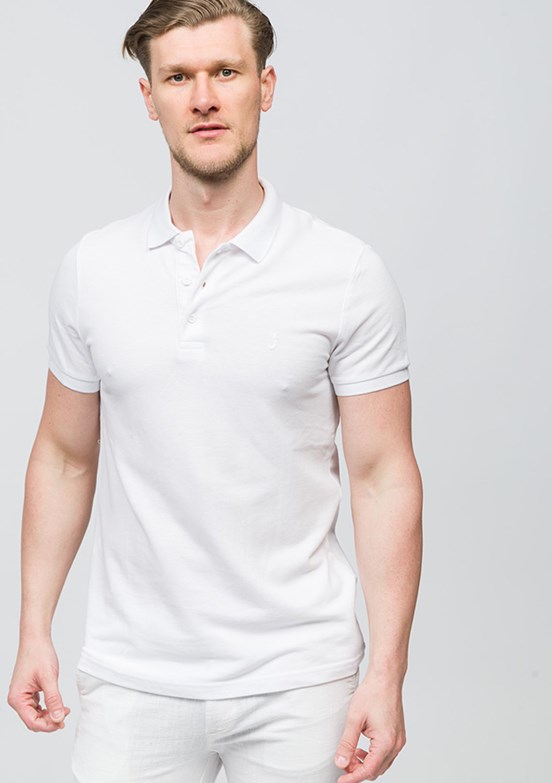 JOHNNY JOE Beyaz Erkek Polo Yaka T-shirt