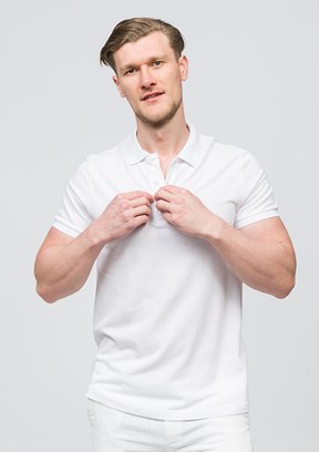 JOHNNY JOE Beyaz Erkek Polo Yaka T-shirt