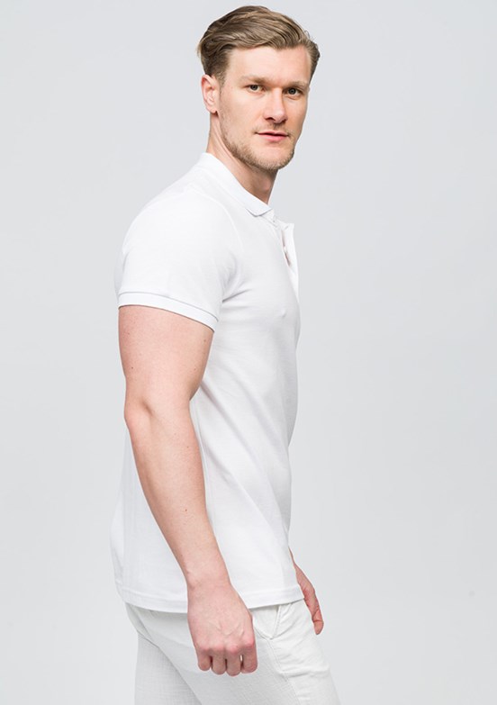 JOHNNY JOE Beyaz Erkek Polo Yaka T-shirt