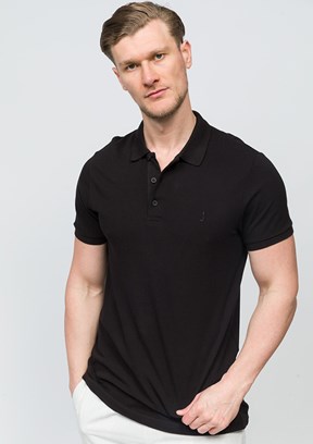 JOHNNY JOE Siyah Erkek Polo Yaka T-shirt