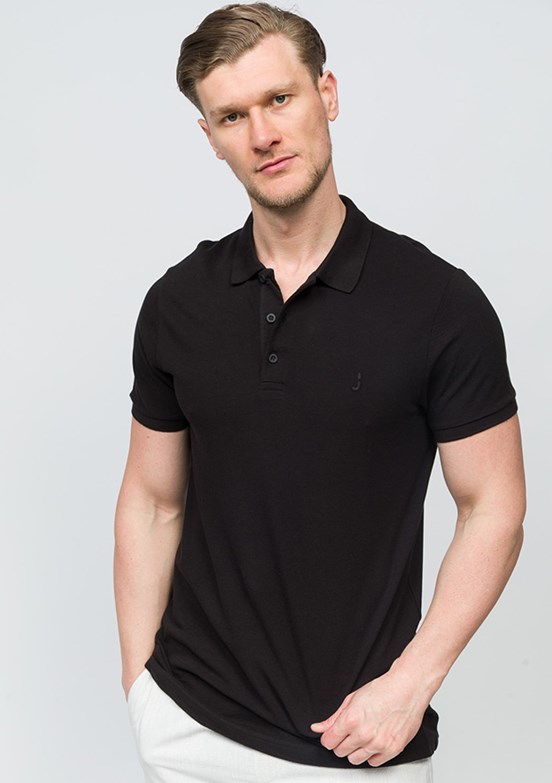 JOHNNY JOE Siyah Erkek Polo Yaka T-shirt