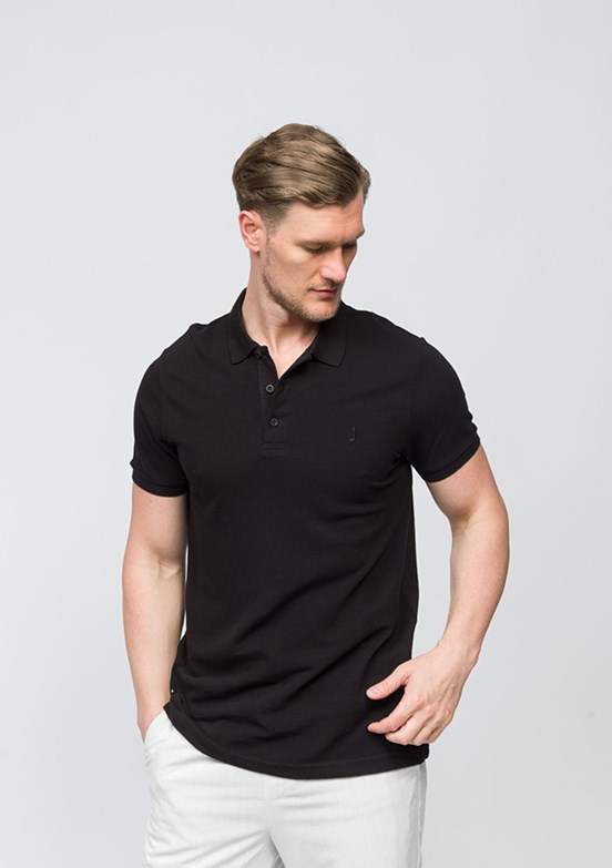 JOHNNY JOE Siyah Erkek Polo Yaka T-shirt