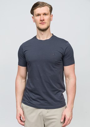 JOHNNY JOE Antrasit Erkek Bisiklet Yaka T-shirt