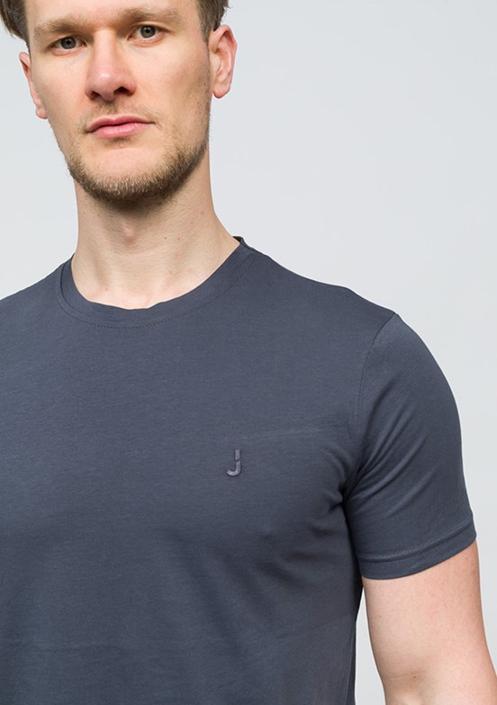 JOHNNY JOE Antrasit Erkek Bisiklet Yaka T-shirt