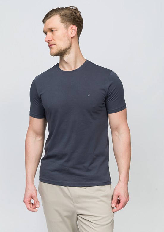 JOHNNY JOE Antrasit Erkek Bisiklet Yaka T-shirt