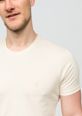 JOHNNY JOE Bej Erkek Bisiklet Yaka T-shirt