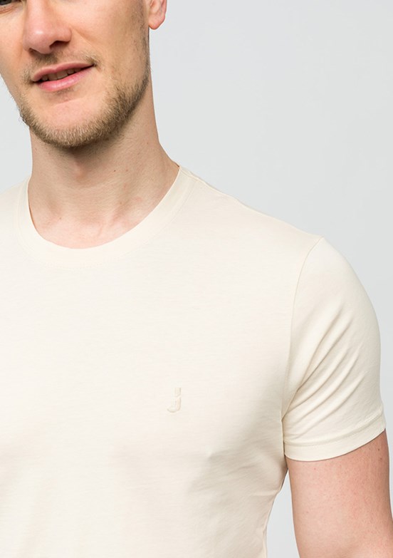 JOHNNY JOE Bej Erkek Bisiklet Yaka T-shirt