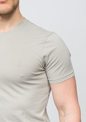 JOHNNY JOE Gri Erkek Bisiklet Yaka T-shirt