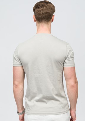 JOHNNY JOE Gri Erkek Bisiklet Yaka T-shirt