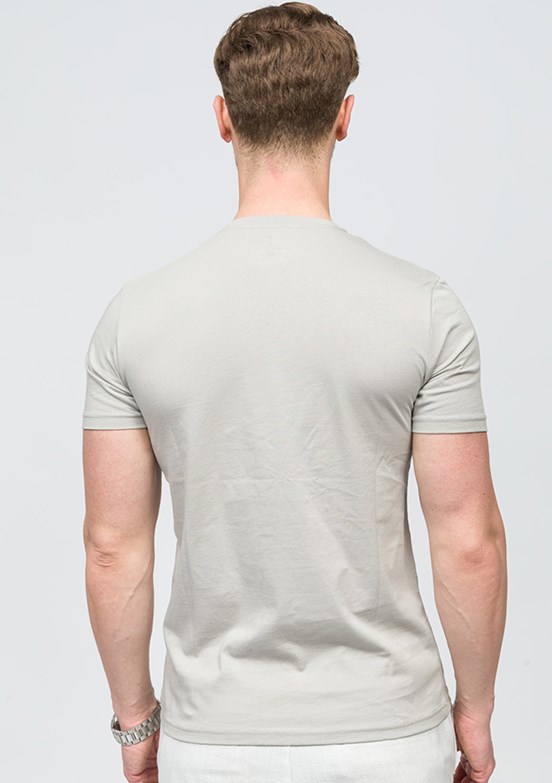 JOHNNY JOE Gri Erkek Bisiklet Yaka T-shirt