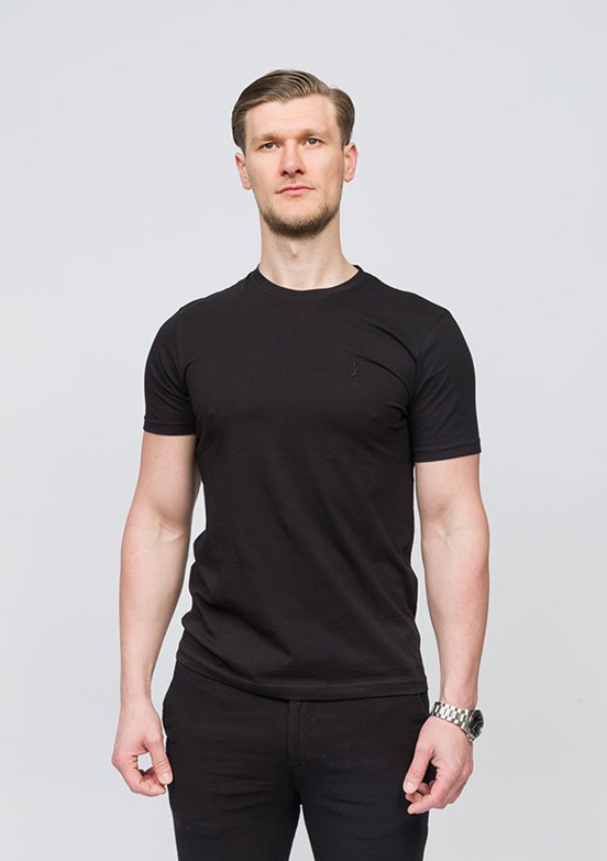 JOHNNY JOE Siyah Erkek Bisiklet Yaka T-shirt