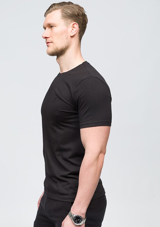 JOHNNY JOE Siyah Erkek Bisiklet Yaka T-shirt