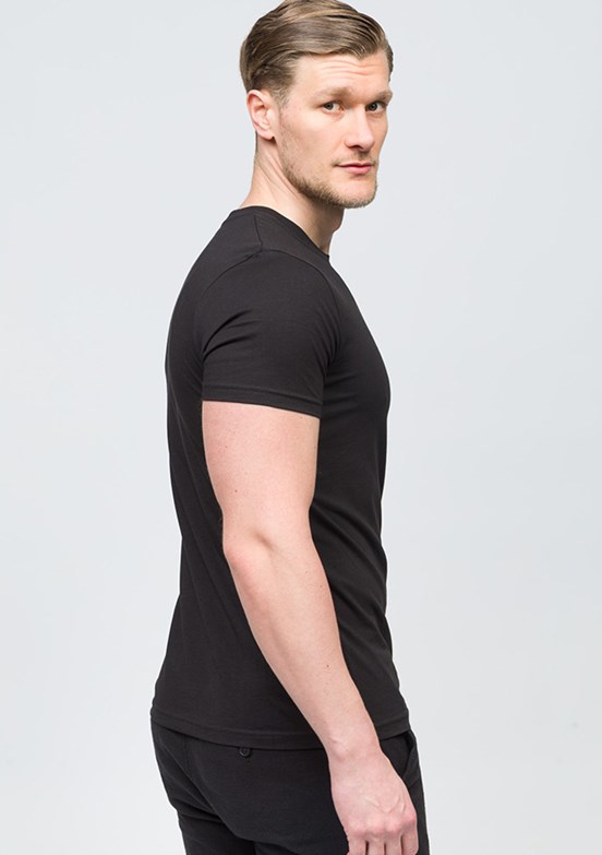JOHNNY JOE Siyah Erkek Bisiklet Yaka T-shirt