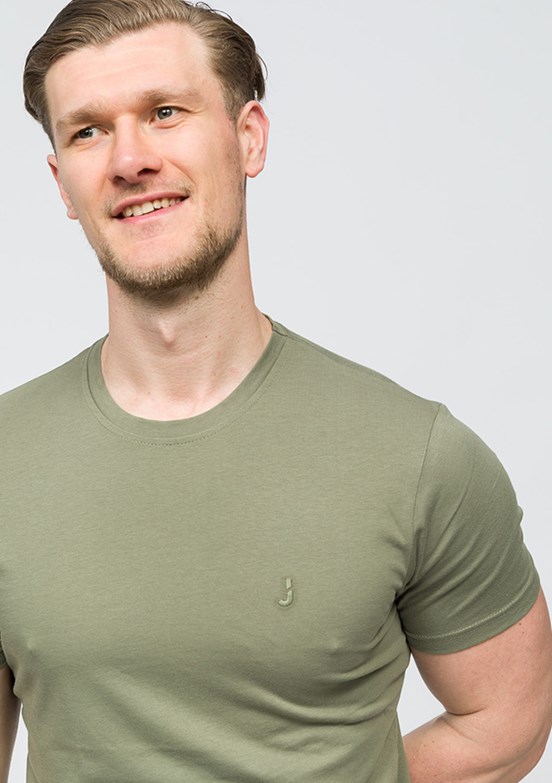 JOHNNY JOE Haki Erkek Bisiklet Yaka T-shirt
