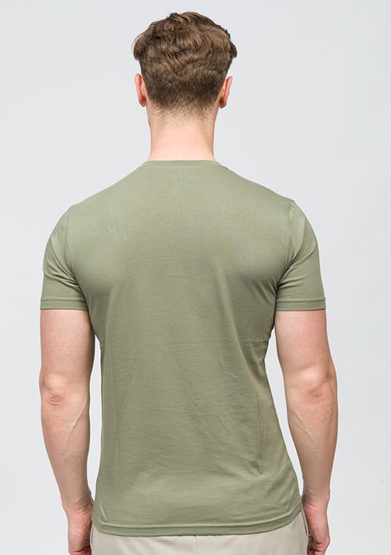 JOHNNY JOE Haki Erkek Bisiklet Yaka T-shirt
