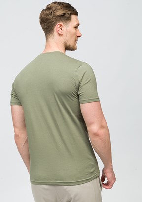 JOHNNY JOE Haki Erkek Bisiklet Yaka T-shirt