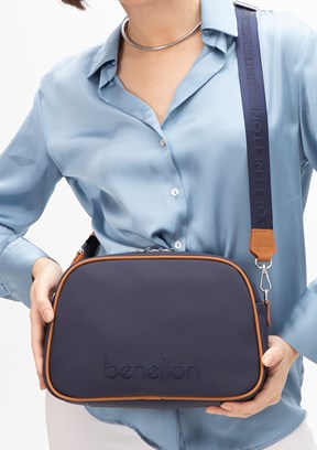 BENETTON Lacivert Camel Kadın Kol Çantası