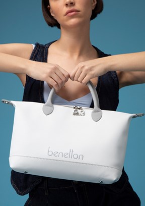 BENETTON Beyaz A.Gri Kadın Kol Çantası