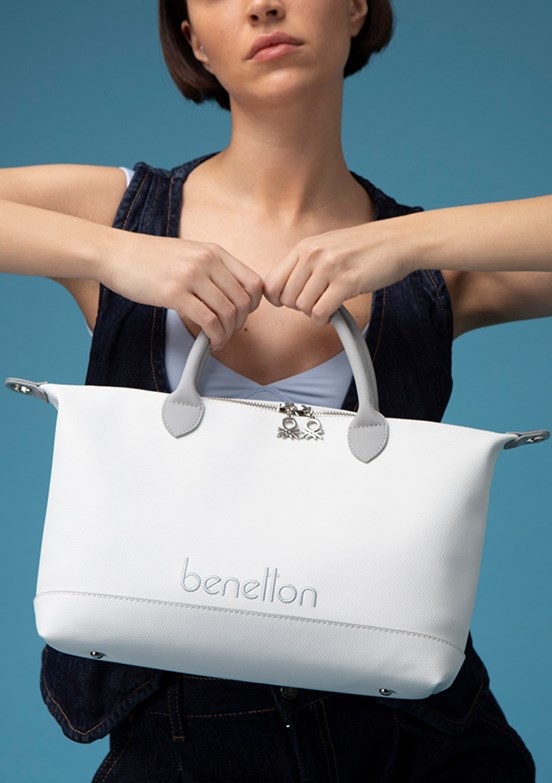 BENETTON Beyaz A.Gri Kadın Kol Çantası