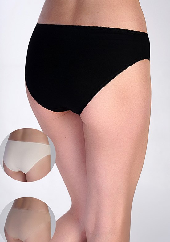 NEW BRA - 3650010000 Kadın Siyah/Beyaz/Ten Bikini Penye 3'Lü Külot