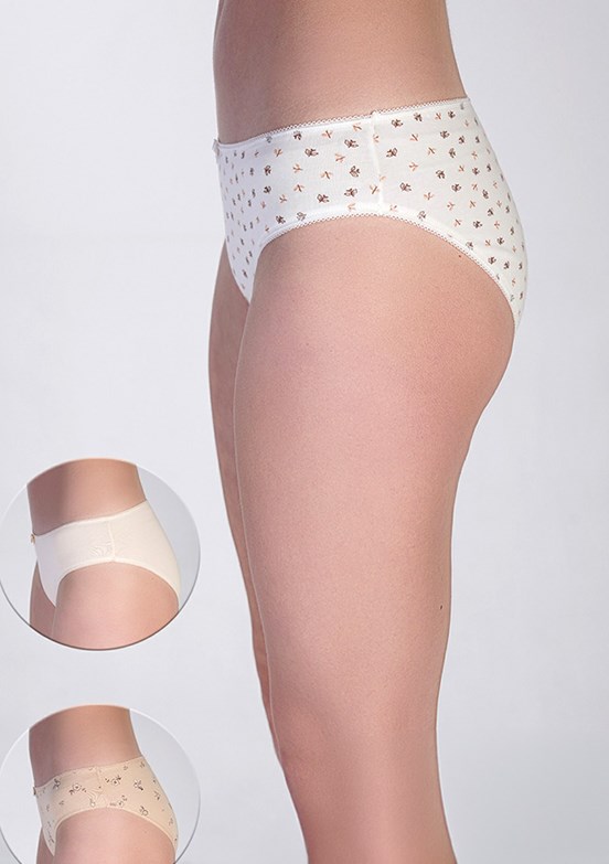 NEW BRA - 3650010000 Kadın Çok Renkli Bikini Penye 3'Lü Külot