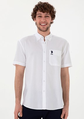 US POLO ASSN Beyaz Erkek Kısa Kol Gömlek