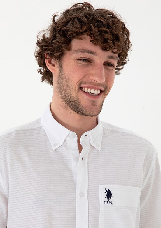 US POLO ASSN Beyaz Erkek Kısa Kol Gömlek