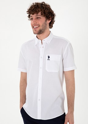US POLO ASSN Beyaz Erkek Kısa Kol Gömlek