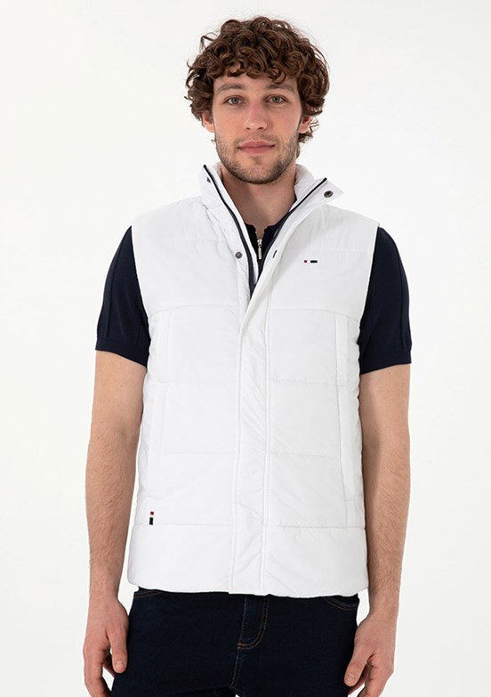 US POLO ASSN Beyaz Erkek Basic Yelek