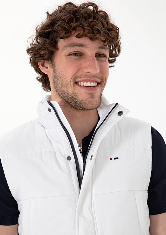US POLO ASSN Beyaz Erkek Basic Yelek