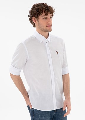 US POLO ASSN Beyaz Erkek Uzun Kol Gömlek